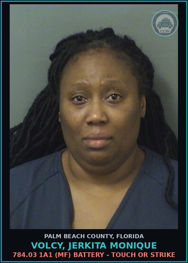 Booking mugshot of VOLCY, JERKITA MONIQUE in Palm Beach County