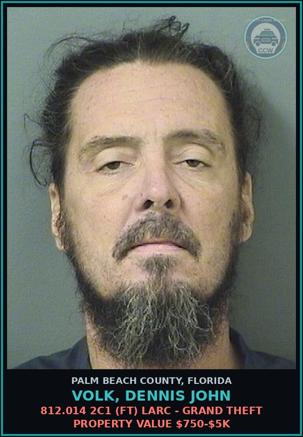 Booking mugshot of VOLK, DENNIS JOHN in Palm Beach County