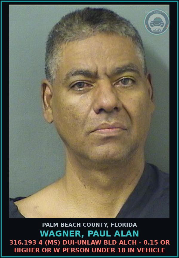 Booking mugshot of WAGNER, PAUL ALAN in Palm Beach County