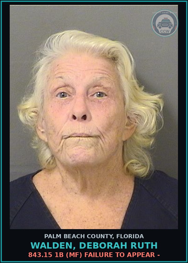 Booking mugshot of WALDEN, DEBORAH RUTH in Palm Beach County