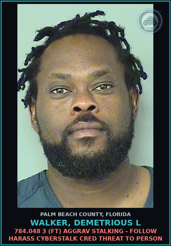 Booking mugshot of WALKER, DEMETRIOUS L in Palm Beach County