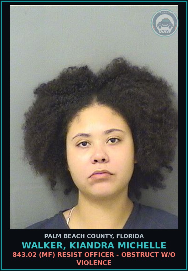 Booking mugshot of WALKER, KIANDRA MICHELLE in Palm Beach County
