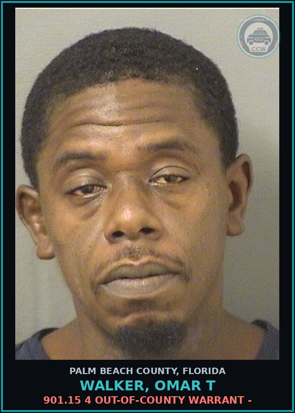 Booking mugshot of WALKER, OMAR T in Palm Beach County