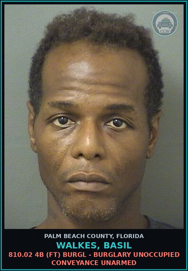 Booking mugshot of WALKES, BASIL in Palm Beach County