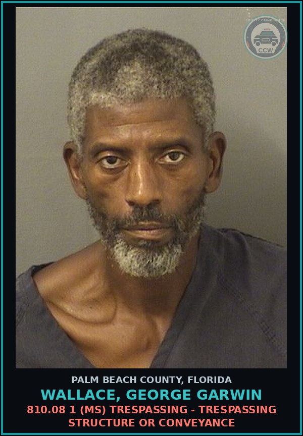 Booking mugshot of WALLACE, GEORGE GARWIN in Palm Beach County