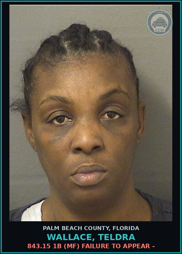 Booking mugshot of WALLACE, TELDRA in Palm Beach County