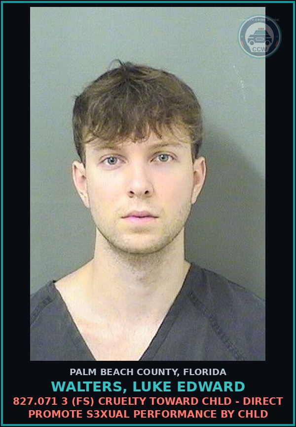 Booking mugshot of WALTERS, LUKE EDWARD in Palm Beach County