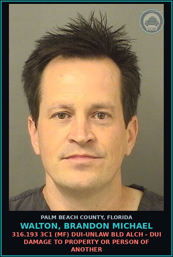 Booking mugshot of WALTON, BRANDON MICHAEL in Palm Beach County