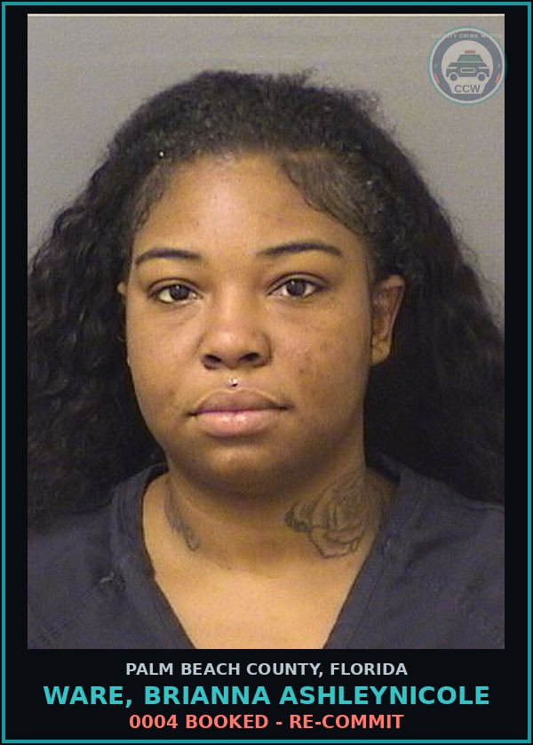 Booking mugshot of WARE, BRIANNA ASHLEYNICOLE in Palm Beach County