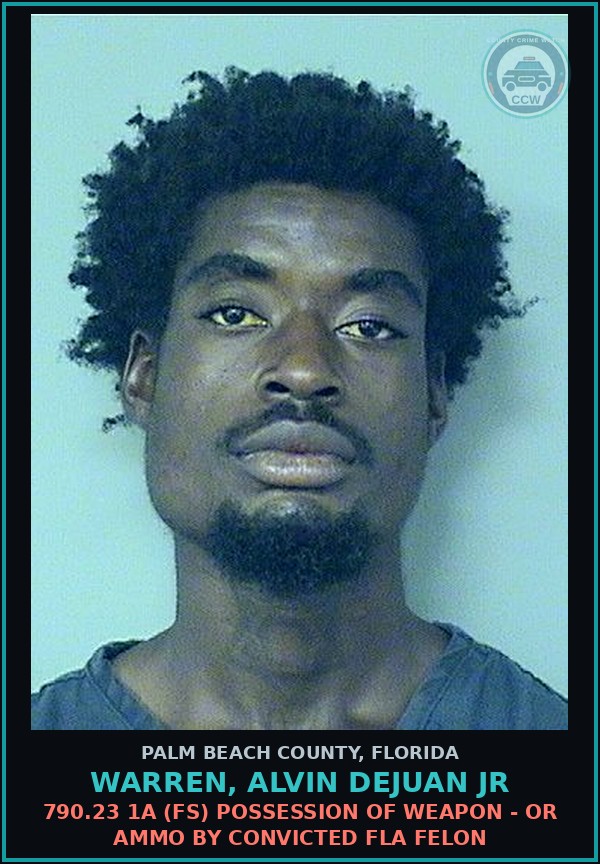 Booking mugshot of WARREN, ALVIN DEJUAN Jr in Palm Beach County