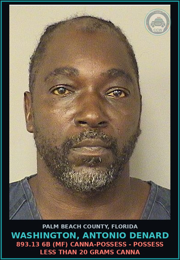 Booking mugshot of WASHINGTON, ANTONIO DENARD in Palm Beach County