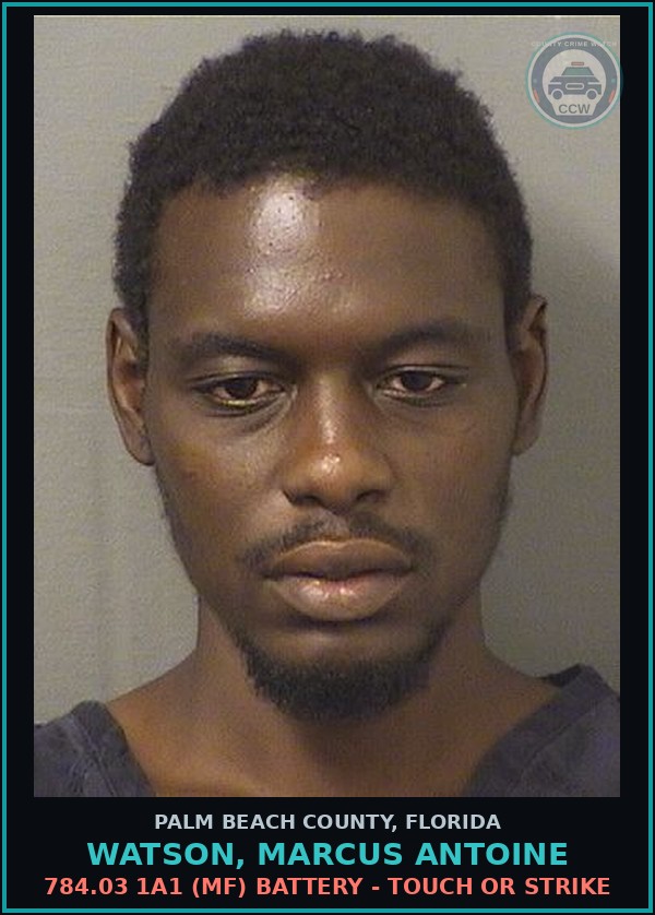 Booking mugshot of WATSON, MARCUS ANTOINE in Palm Beach County
