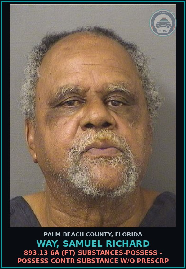 Booking mugshot of WAY, SAMUEL RICHARD in Palm Beach County