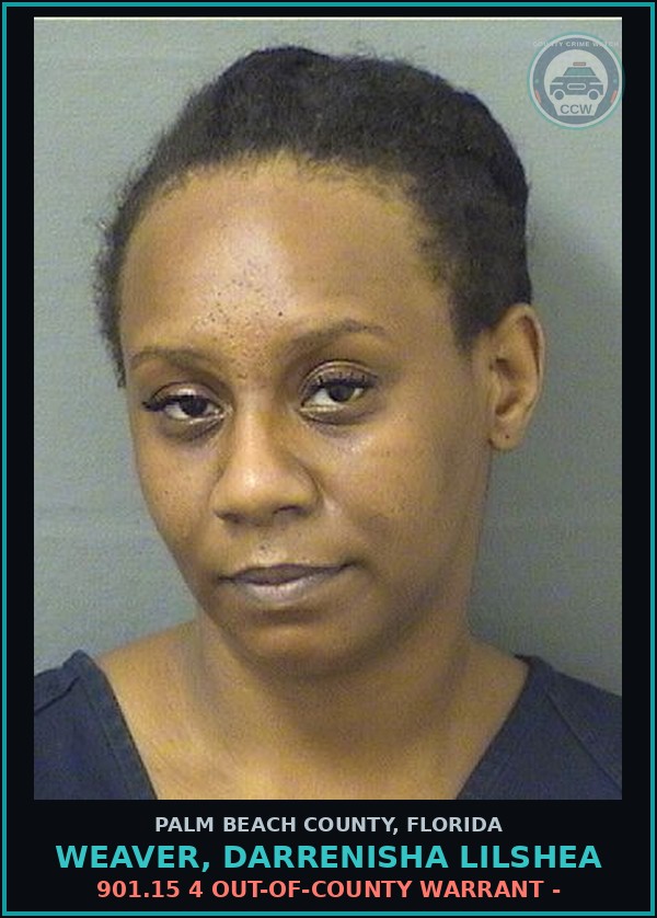 Booking mugshot of WEAVER, DARRENISHA LILSHEA in Palm Beach County