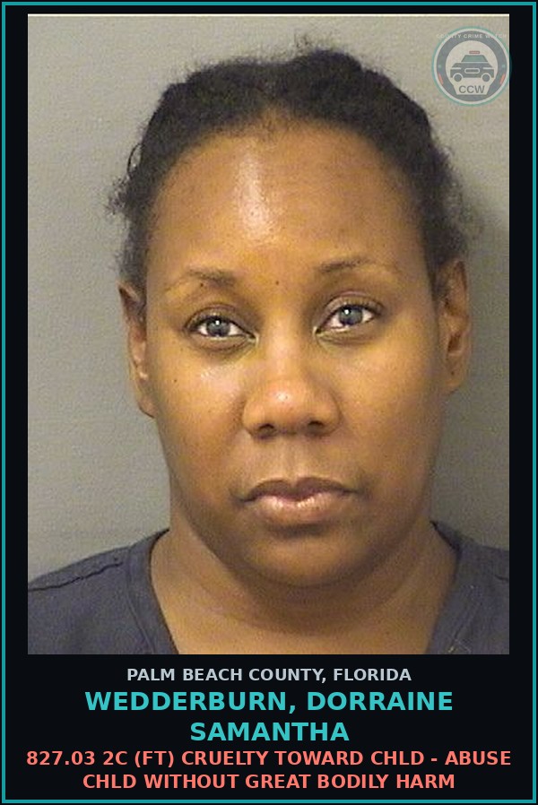 Booking mugshot of WEDDERBURN, DORRAINE SAMANTHA in Palm Beach County