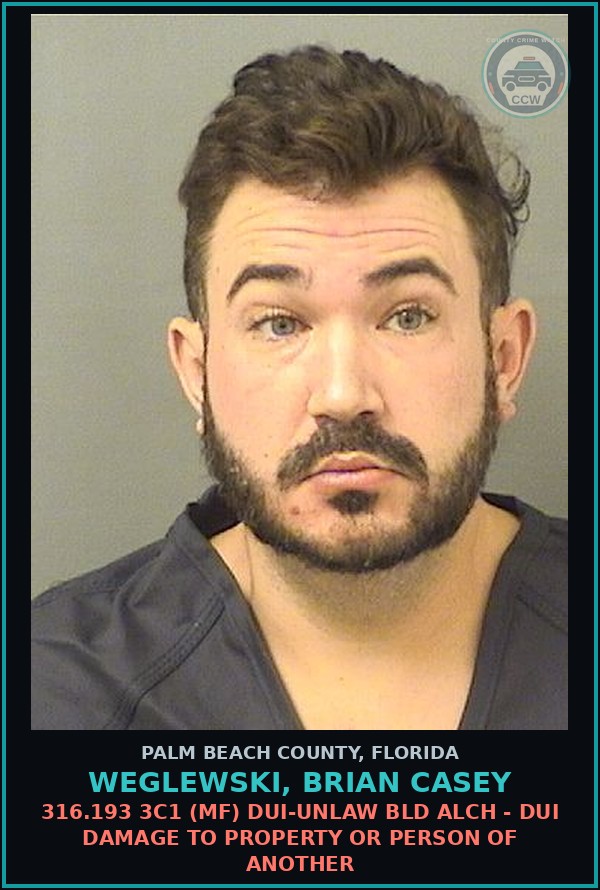 Booking mugshot of WEGLEWSKI, BRIAN CASEY in Palm Beach County