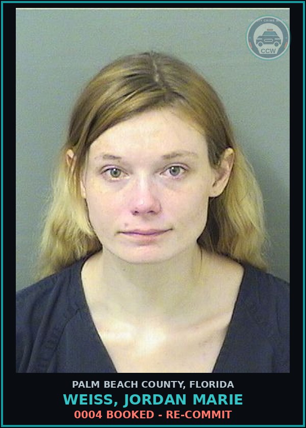 Booking mugshot of WEISS, JORDAN MARIE in Palm Beach County