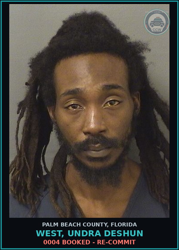 Booking mugshot of WEST, UNDRA DESHUN in Palm Beach County