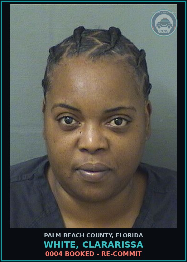 Booking mugshot of WHITE, CLARARISSA in Palm Beach County