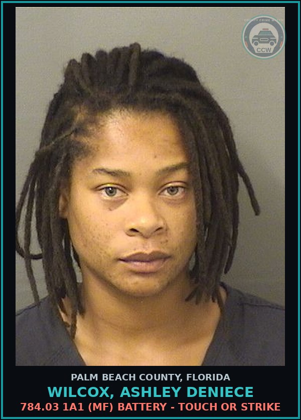 Booking mugshot of WILCOX, ASHLEY DENIECE in Palm Beach County