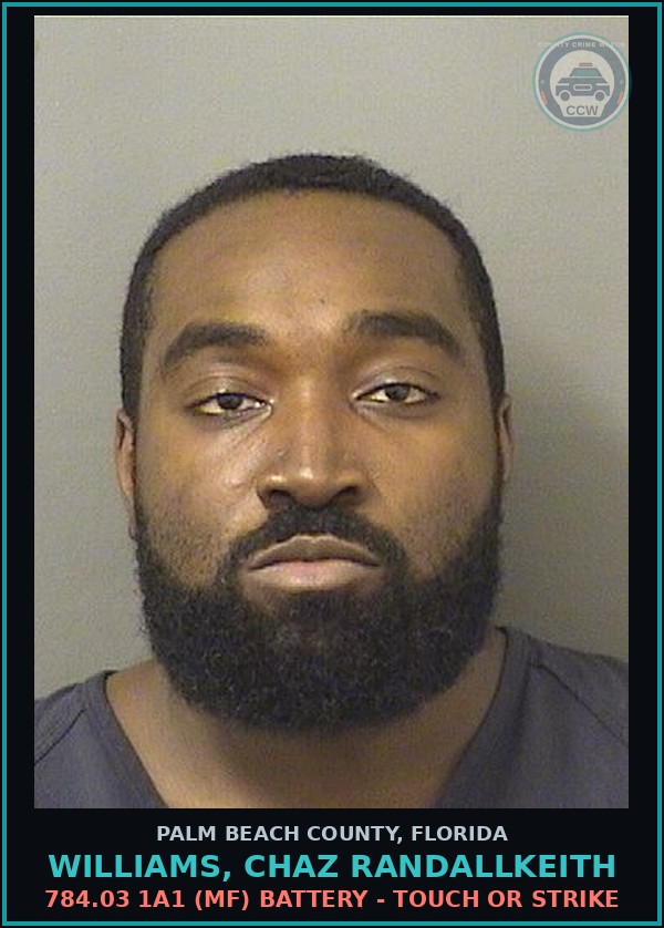 Booking mugshot of WILLIAMS, CHAZ RANDALLKEITH in Palm Beach County