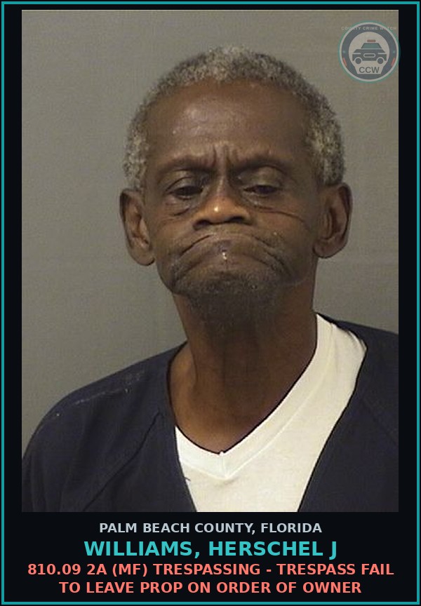 Booking mugshot of WILLIAMS, HERSCHEL J in Palm Beach County