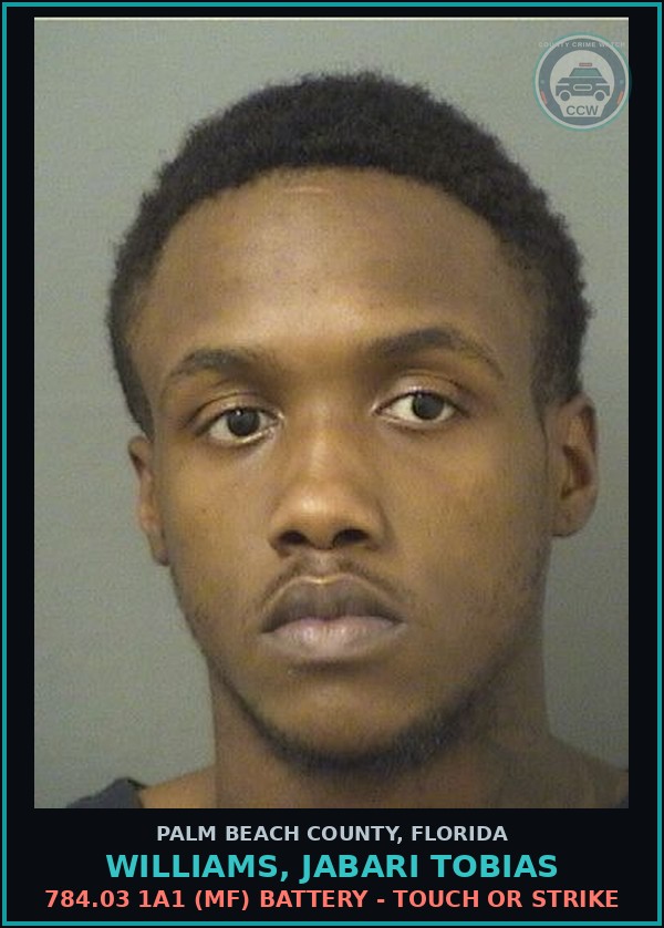 Booking mugshot of WILLIAMS, JABARI TOBIAS in Palm Beach County