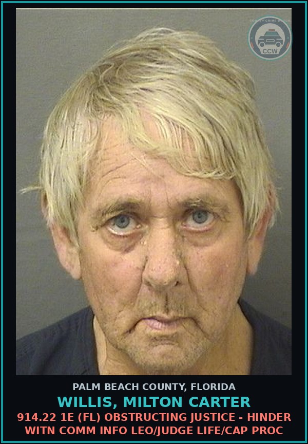 Booking mugshot of WILLIS, MILTON CARTER in Palm Beach County