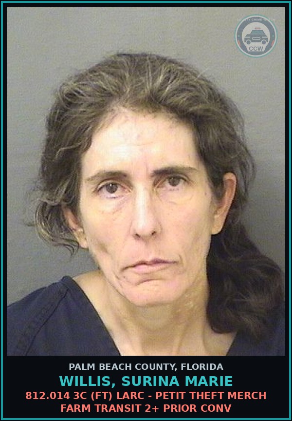 Booking mugshot of WILLIS, SURINA MARIE in Palm Beach County