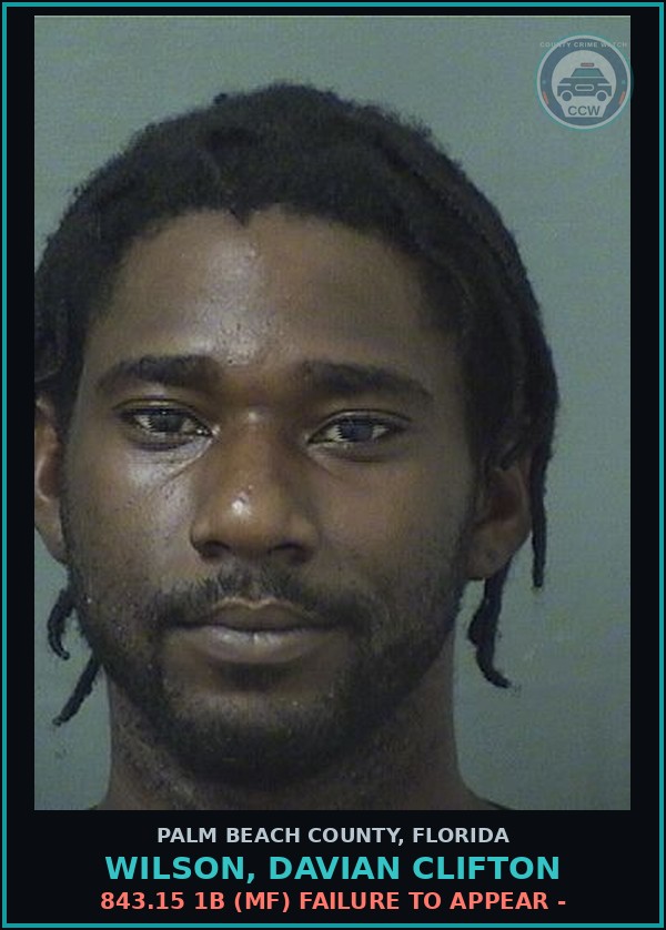 Booking mugshot of WILSON, DAVIAN CLIFTON in Palm Beach County