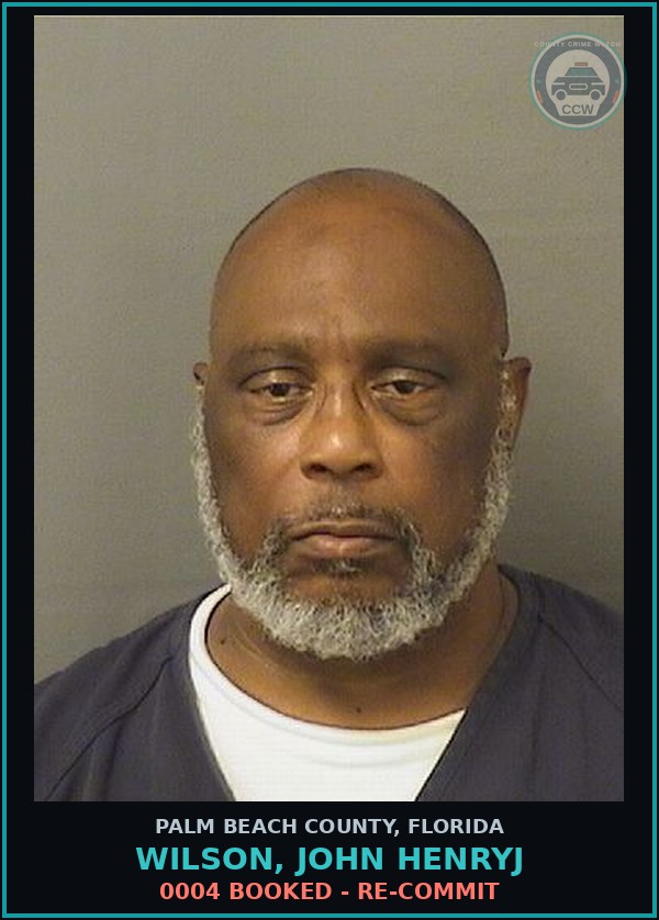 Booking mugshot of WILSON, JOHN HENRYJ in Palm Beach County