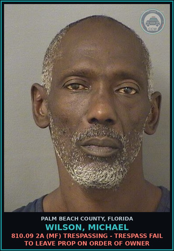 Booking mugshot of WILSON, MICHAEL in Palm Beach County