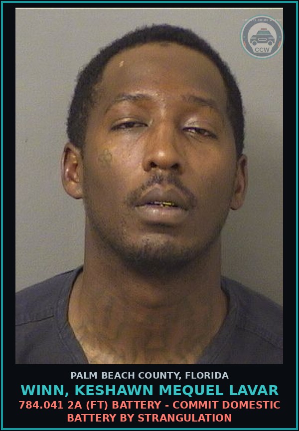 Booking mugshot of WINN, KESHAWN MEQUEL LAVAR in Palm Beach County