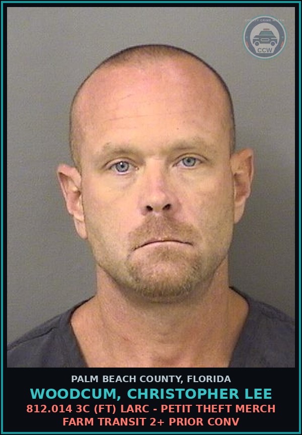 Booking mugshot of WOODCUM, CHRISTOPHER LEE in Palm Beach County