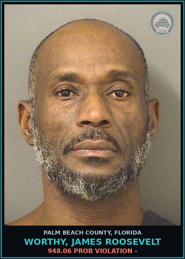 Booking mugshot of WORTHY, JAMES ROOSEVELT in Palm Beach County