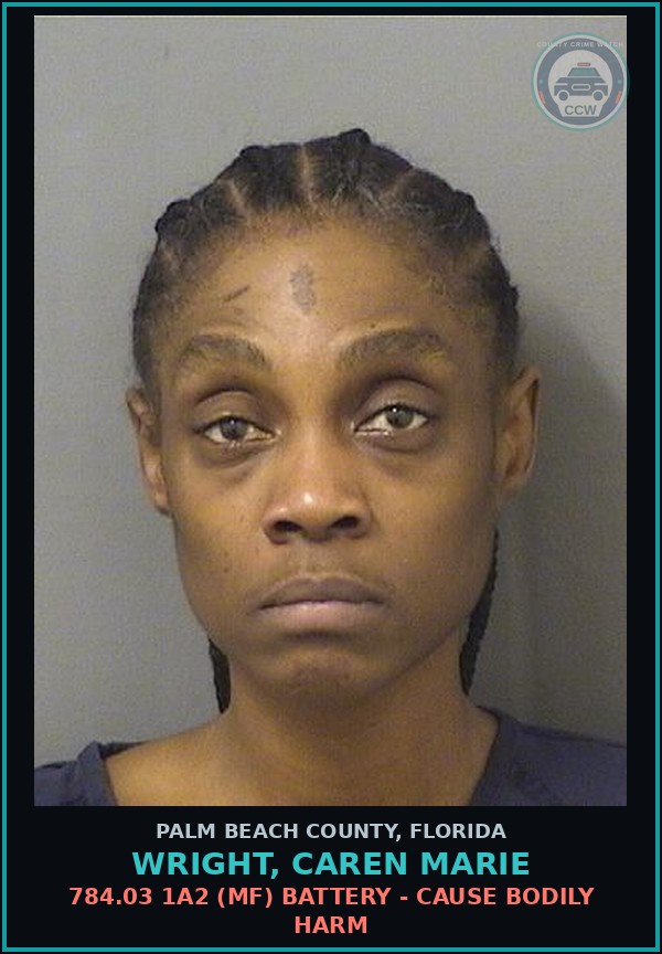 Booking mugshot of WRIGHT, CAREN MARIE in Palm Beach County