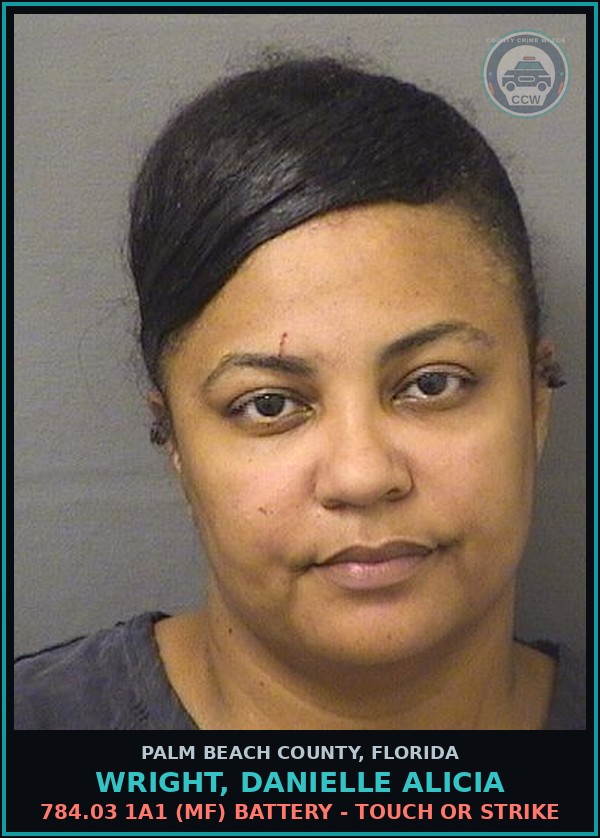 Booking mugshot of WRIGHT, DANIELLE ALICIA in Palm Beach County