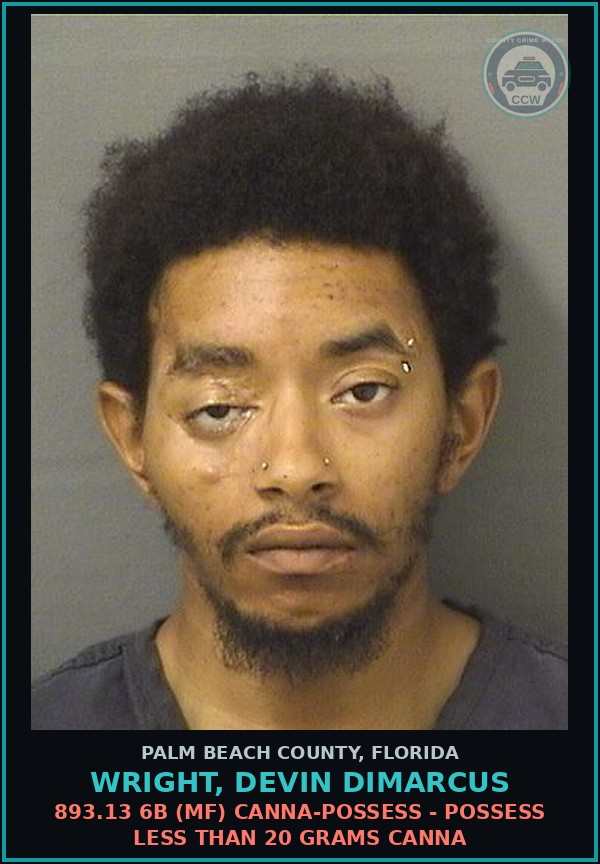 Booking mugshot of WRIGHT, DEVIN DIMARCUS in Palm Beach County