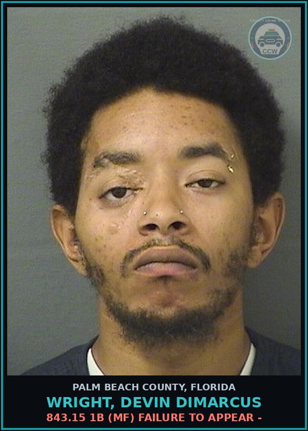 Booking mugshot of WRIGHT, DEVIN DIMARCUS in Palm Beach County
