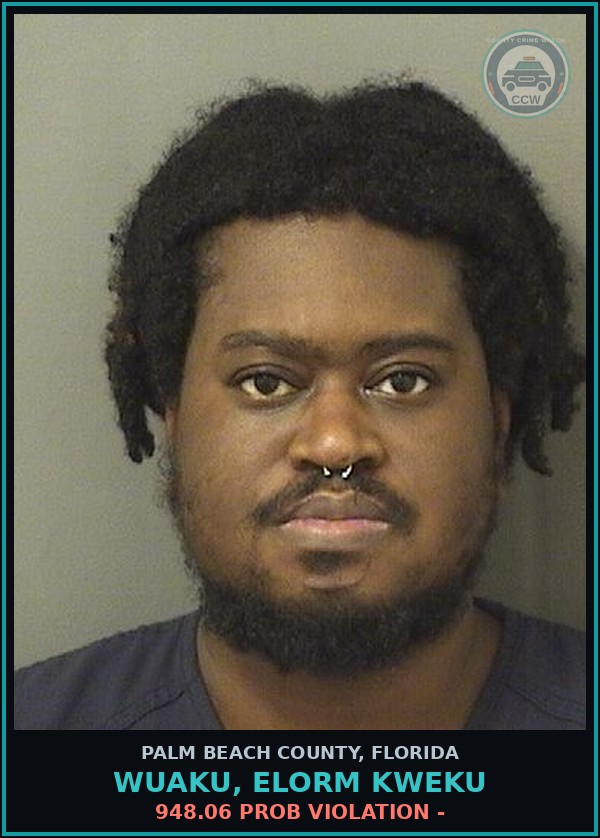 Booking mugshot of WUAKU, ELORM KWEKU in Palm Beach County