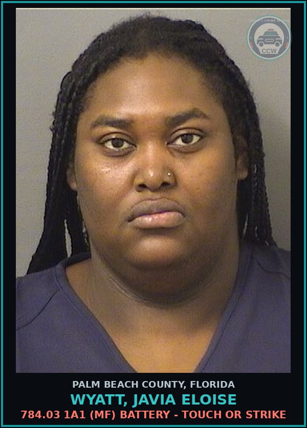 Booking mugshot of WYATT, JAVIA ELOISE in Palm Beach County