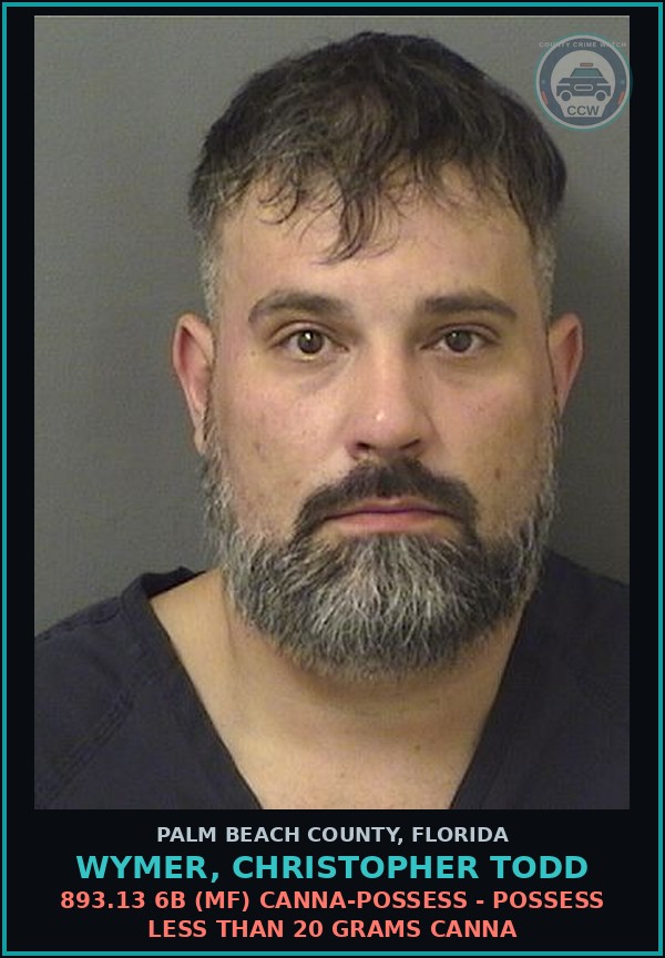 Booking mugshot of WYMER, CHRISTOPHER TODD in Palm Beach County