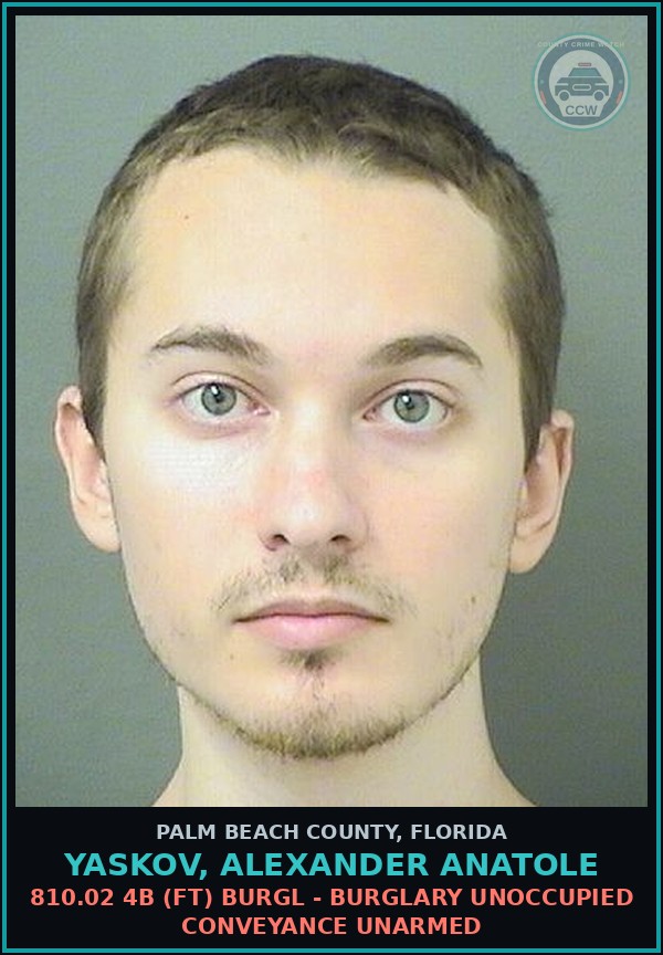 Booking mugshot of YASKOV, ALEXANDER ANATOLE in Palm Beach County