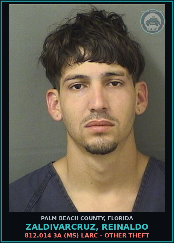 Booking mugshot of ZALDIVARCRUZ, REINALDO in Palm Beach County