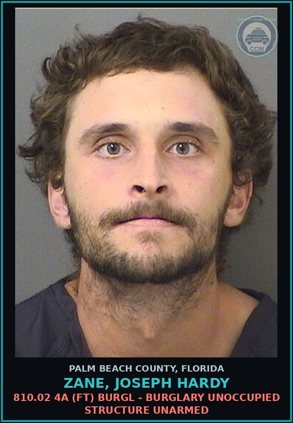 Booking mugshot of ZANE, JOSEPH HARDY in Palm Beach County