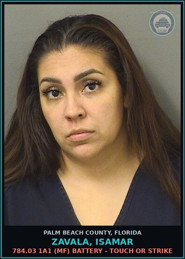 Booking mugshot of ZAVALA, ISAMAR in Palm Beach County