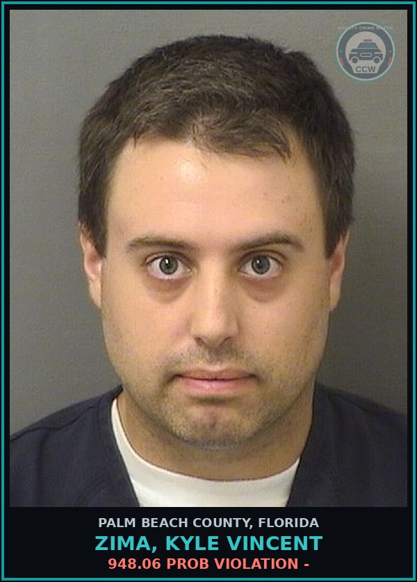 Booking mugshot of ZIMA, KYLE VINCENT in Palm Beach County