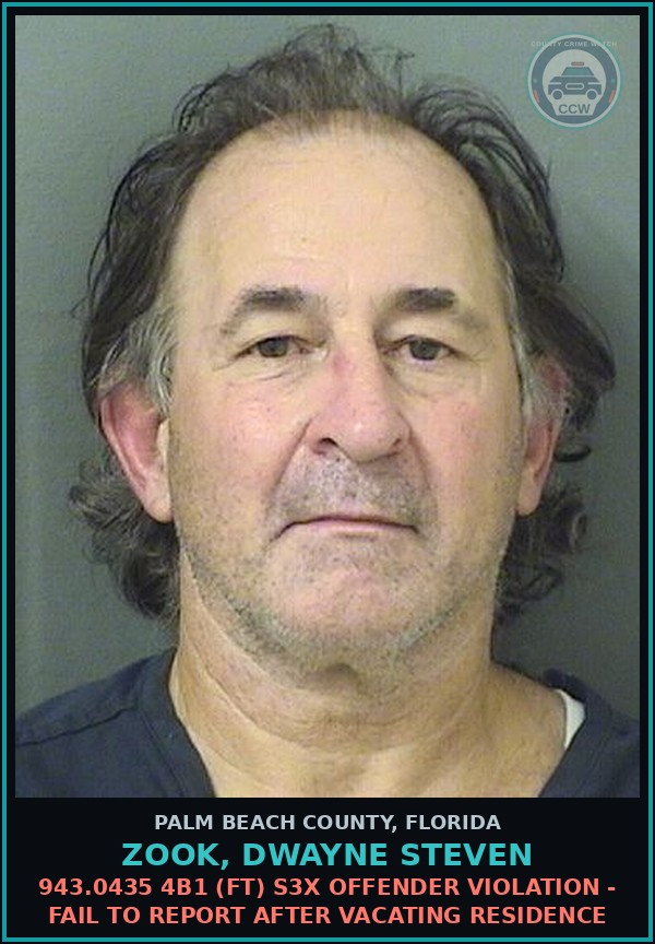 Booking mugshot of ZOOK, DWAYNE STEVEN in Palm Beach County
