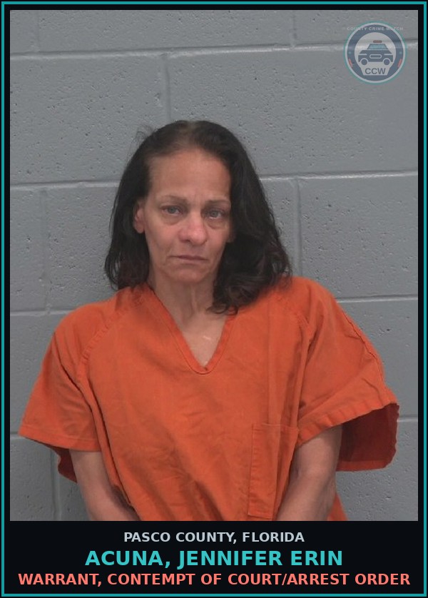 Booking mugshot of ACUNA, JENNIFER ERIN in Pasco County
