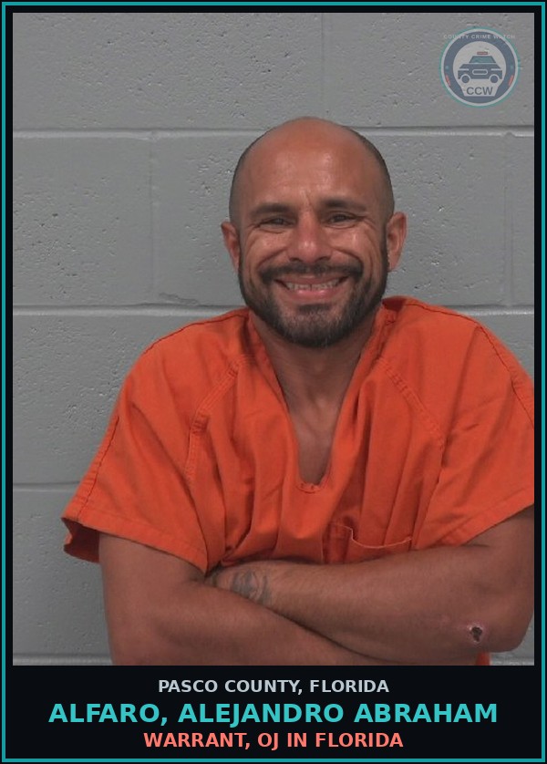 Booking mugshot of ALFARO, ALEJANDRO ABRAHAM in Pasco County